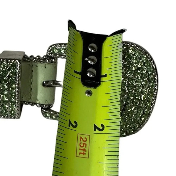 Christine Alexander Swarovski Crystal Studded Green Leather Belt Size Large - Picture 14 of 16